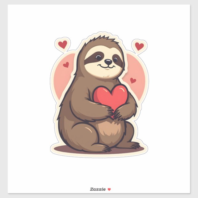 Pegatina Vintage Sloth Valentine Cute Retro Love Design 2 (Hoja)