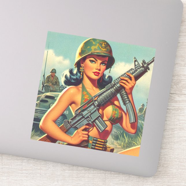 Pegatina Vintage Soldier Pin-up (Detalle)