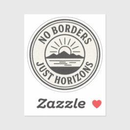 Pegatina Vintage Stamp – “No Borders, Just Horizons”.