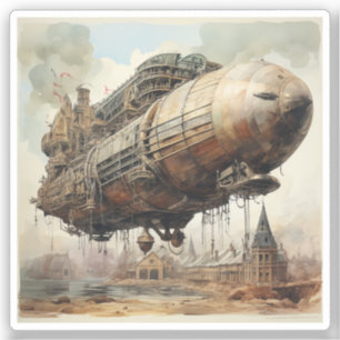 Pegatina Vintage Steampunk Zeppelin (2)