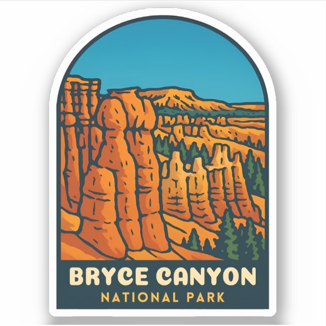 Pegatina Vintage Travel Bryce Canyon National Park Retro (Anverso)