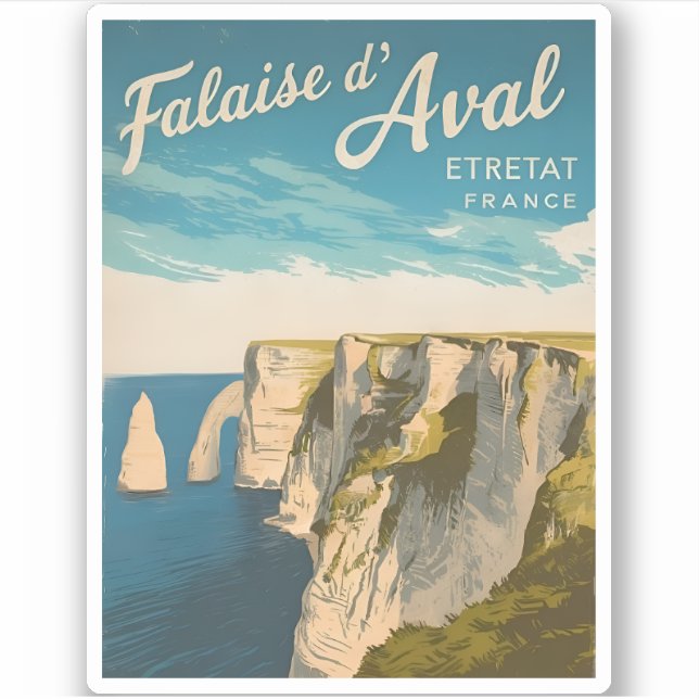Pegatina Vintage Travel Cliffs of Etretat France (Anverso)