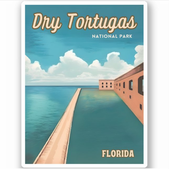 Pegatina Vintage Travel Dry Tortugas National Park Florida (Anverso)