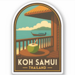 Pegatina Vintage Travel Koh Samui Island Thailand Retro