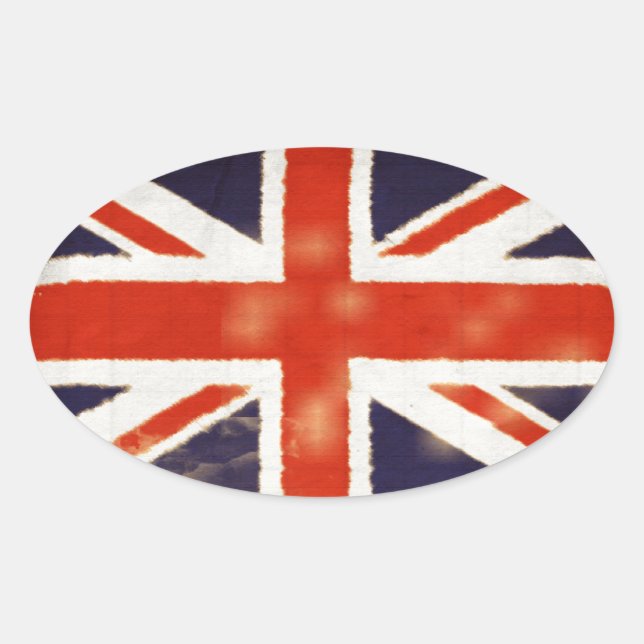 Pegatina Vintage Union Jack Oval (Anverso)