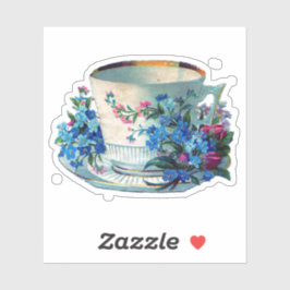 PEGATINA VINTAGE VICTORIAN TEACUP FLOWERS PERSONALIZADO PEG