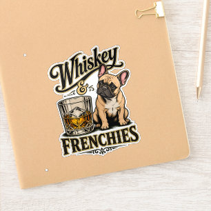 Pegatina Vintage Whiskey y Frenchies French Bulldog