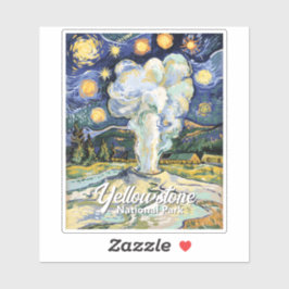 Pegatina Vintage Yellowstone Old Faithful Van Gogh Style