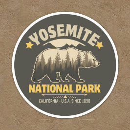 Pegatina Vintage Yosemite Bear Forest Graphic