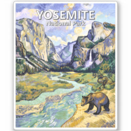 Pegatina Vintage Yosemite El Capitan Bear Tunnel View Paint