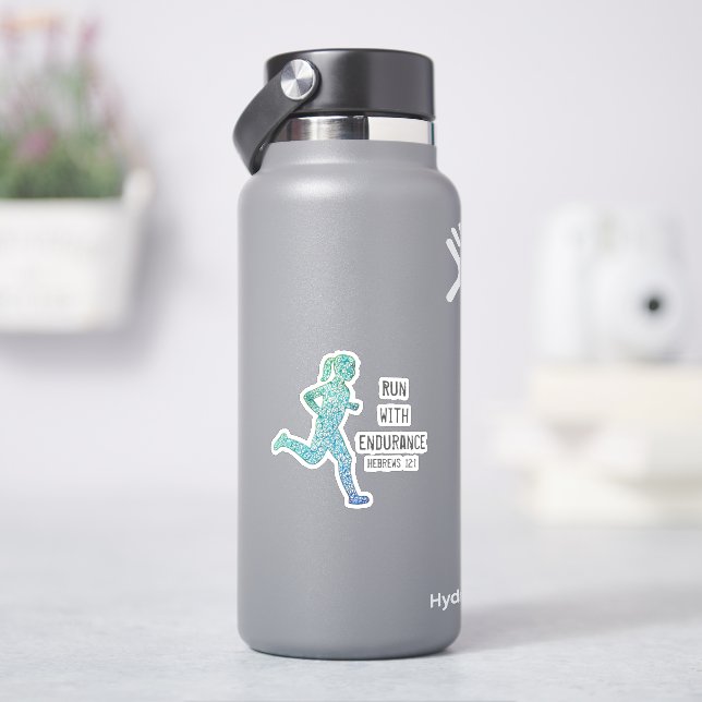 Pegatina Vinyl de corte de Personalizado de Chica "Run with (hidrofrasco)