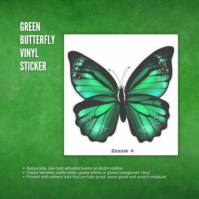 Pegatina Vinyl de mariposa verde (Green Butterfly Vinyl Sticker )