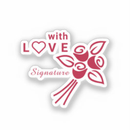 Pegatina Vinyl de rosas rojas "con L ❤️ VE" personalizado