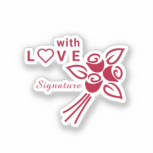 Pegatina Vinyl de rosas rojas "con L ❤️ VE" personalizado