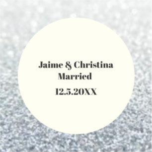 Pegatina Vinyl en favor de la boda de plata y marfil