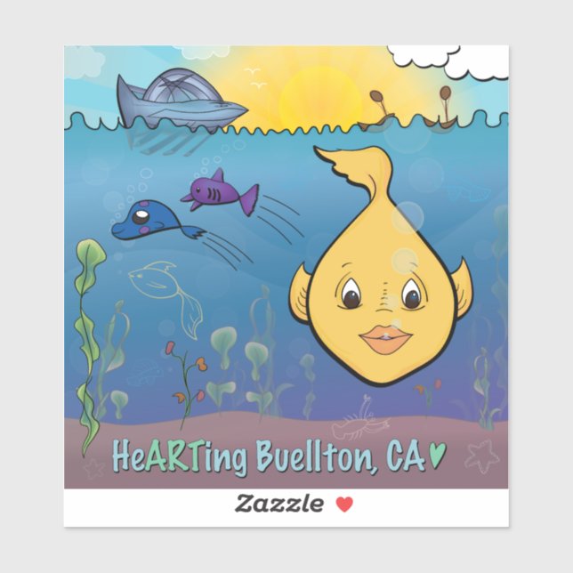 Pegatina Vinyl - Goldie Fish - Buellton.Art (Hoja)