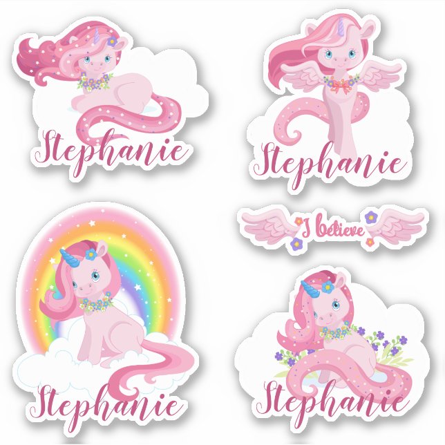 Pegatina Vinyl Personalizado unicornio mágico personalizado (Anverso)