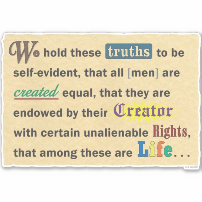 Pegatina Vinyl sticker with a declaration. (Anverso)