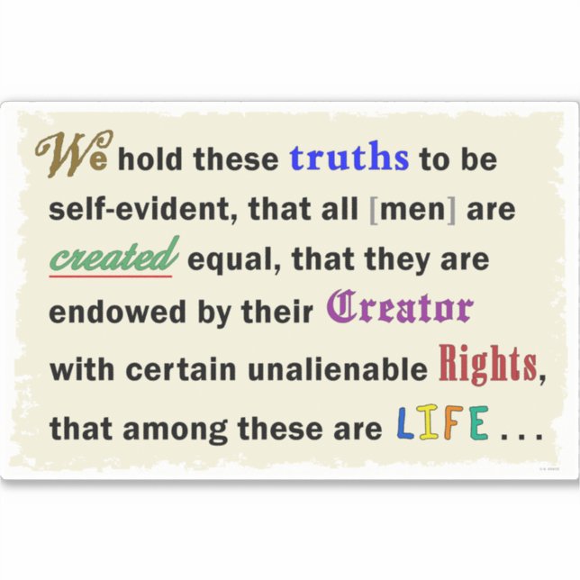 Pegatina Vinyl sticker with a declaration. (Anverso)