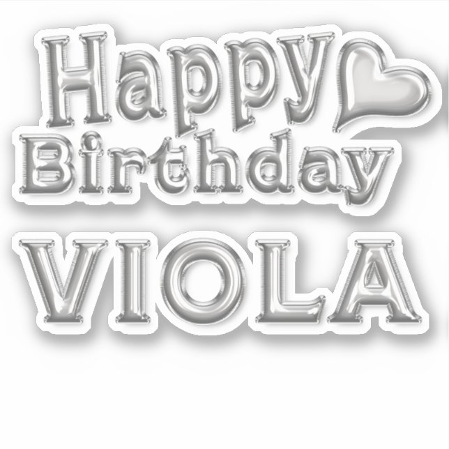 Pegatina Viola Happy Birthday silver Aufkleber Sticker (Anverso)
