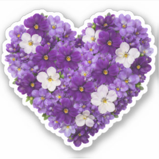 Pegatina Violet Heart February Birth Flower