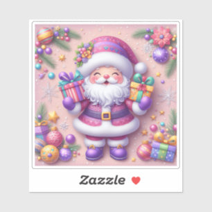 Pegatina Violet Santa Difunde Alegría Con Regalos