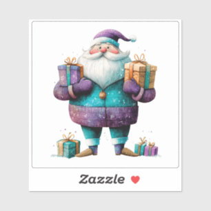 Pegatina Violet Santa trae alegría a los Navidades