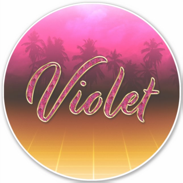 Pegatina Violet Vorname Name golden pink Aufkleber Sticker (Anverso)