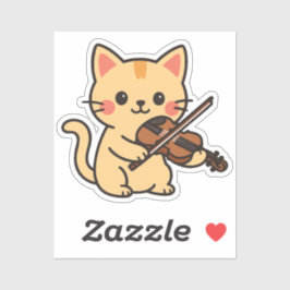 Pegatina Violin Playing Cat Design