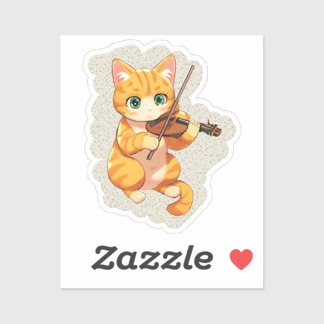 Pegatina violinist cat (Hoja)