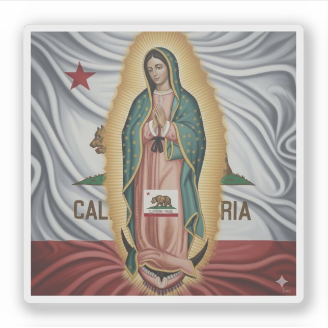 Pegatina Virgen de Guadalupe - California (Anverso)