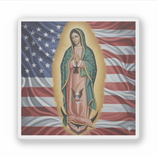 Pegatina Virgen de Guadalupe - EE. UU. (Anverso)
