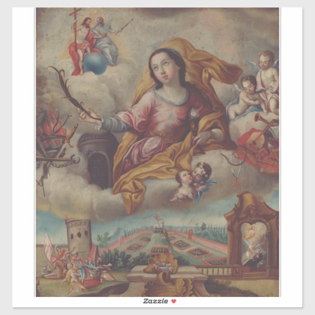 Pegatina Virgen de Santa Bárbara y mártir (Hoja)