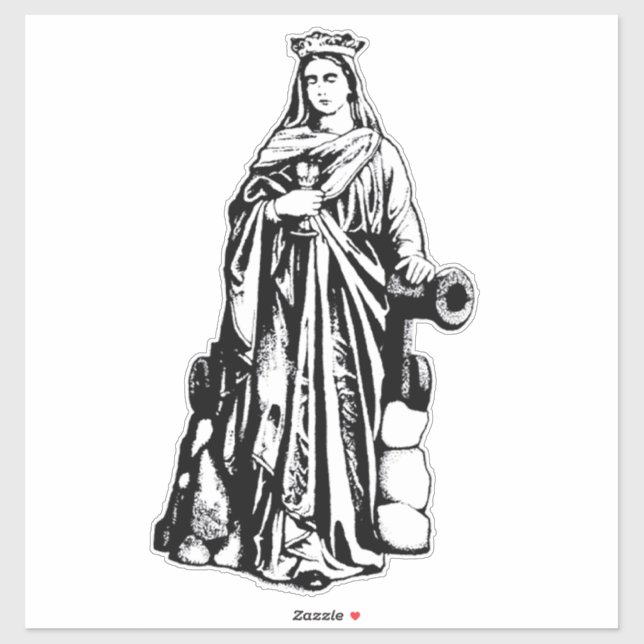 Pegatina Virgen de Santa Bárbara y mártir (Hoja)