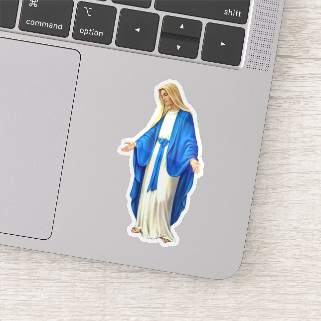 Pegatina Virgen María con brazos abiertos de vinilo (Detalle)