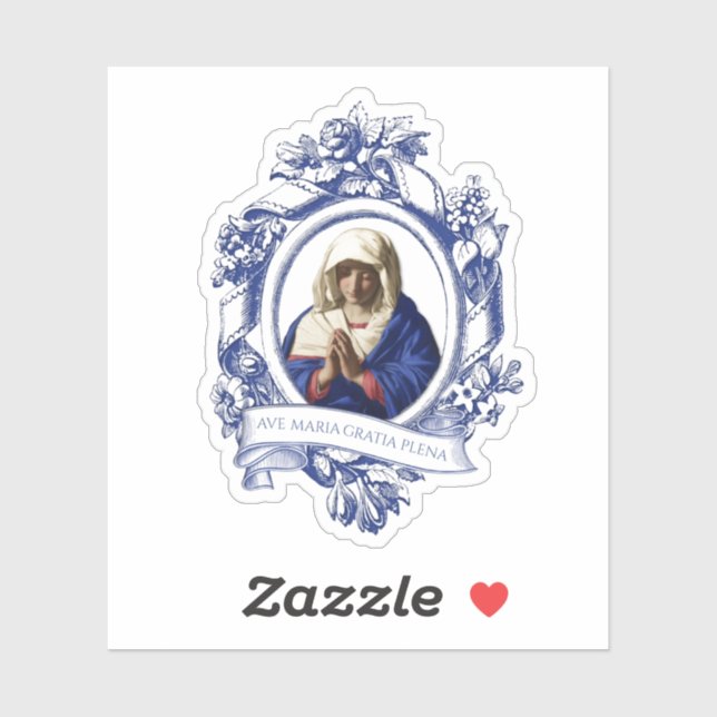 Pegatina Virgen María La religión saluda a María en latín (Hoja)