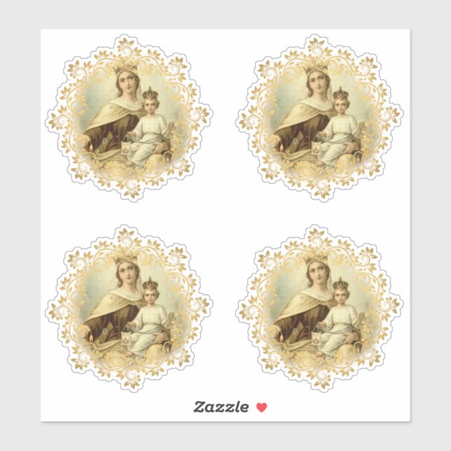 Pegatina Virgen María Monte Carmel Jesús Vinilo Religioso (Hoja)