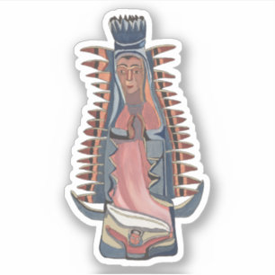 Pegatina Virgen María Nuestra Señora de Guadalupe pintando