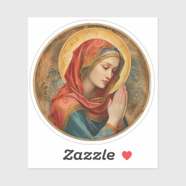 Pegatina Virgen María rezando Vinilo (Hoja)