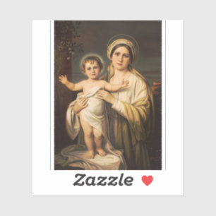 Pegatina Virgen María sosteniendo al niño Jesús