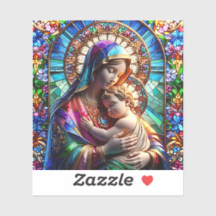 Pegatina Virgen María y el Bebé Jesús Cristóbal Manchado