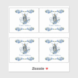 Pegatina Virgen Religiosa María Dama de Grace Flores Azules