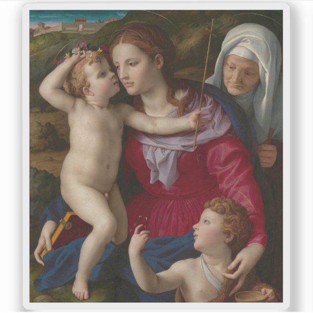 Pegatina Virgin&Child con San Isabel y Juan Bautista (Anverso)