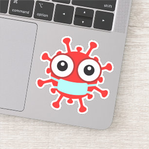 Pegatina Virus rojo con máscara facial