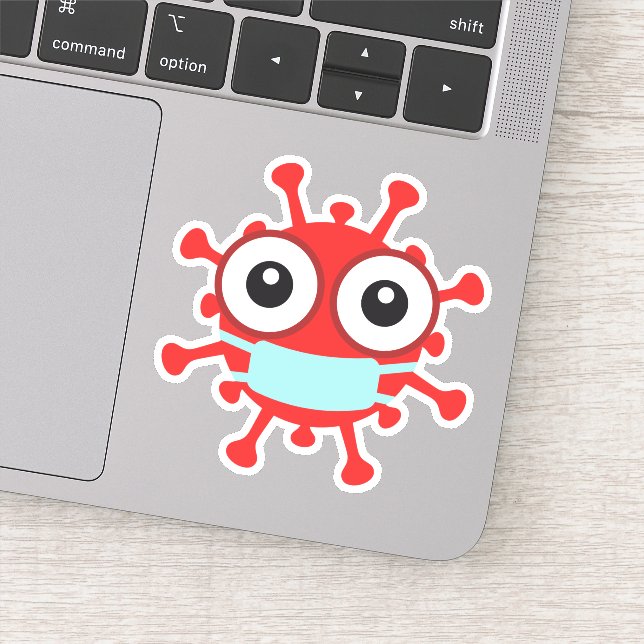 Pegatina Virus rojo con máscara facial (Detalle)