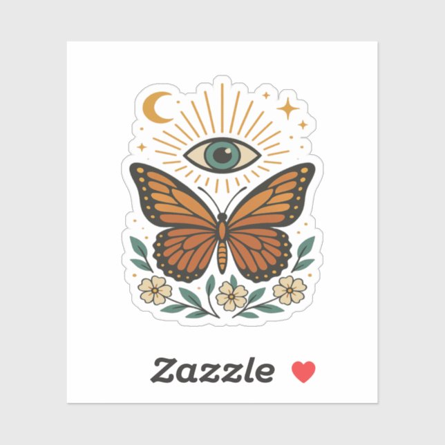 Pegatina Visión de mariposa mística (Hoja)