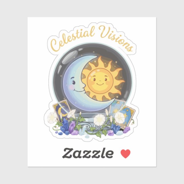 Pegatina Visiones Celestiales | Sol y Luna Adorable Tarot d (Hoja)