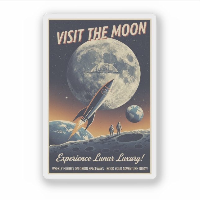Pegatina Visit the Moon - Retro travel poster (Anverso)