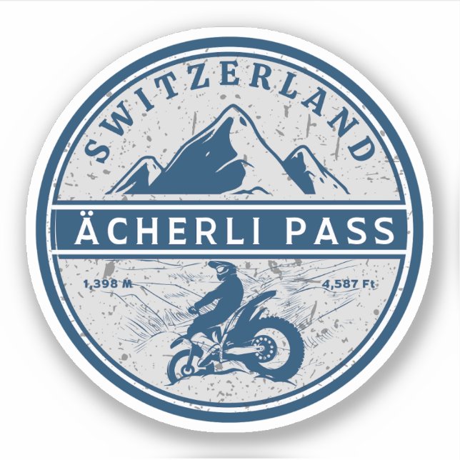 Pegatina Visita en moto de Ächerli Pass swiss-alps (Anverso)