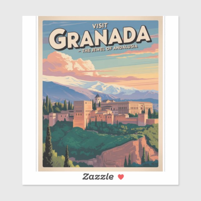 Pegatina Visita Granada Viaje al arte (Hoja)